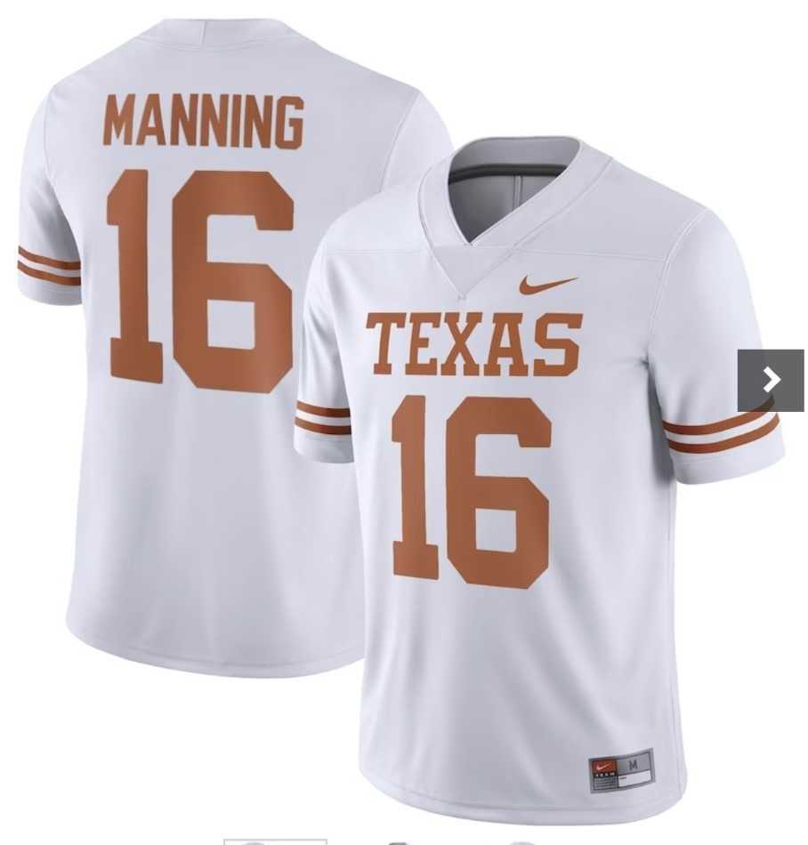 Men%27s Texas Longhorns #16 Arch Manning White Stitched Jersey Dzhi